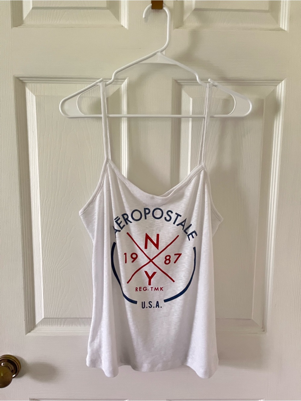 Aeropostale White Tank Top with Red & Navy Graphic - Picture 1 of 5